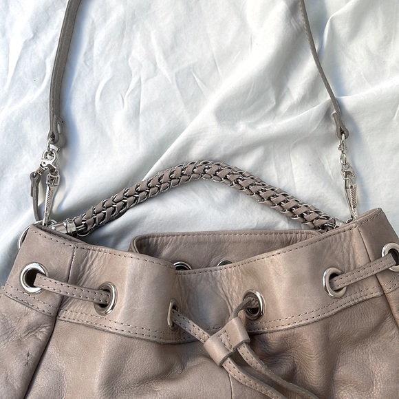 Via Repubblica Italy Genuine Leather Taupe Greige
Handbag Silver Gold Studs Bag - Picture 13 of 14